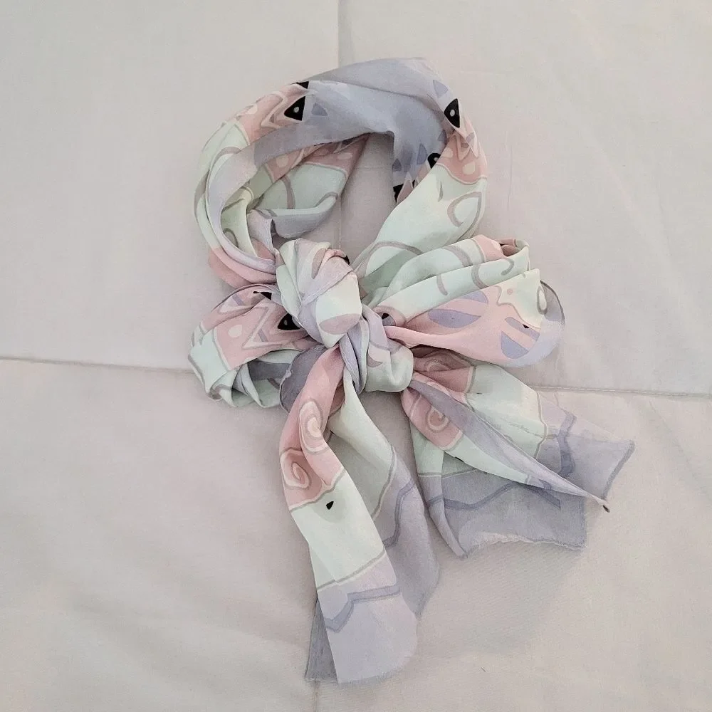 Vintage Silk Scarf Pastel Colors